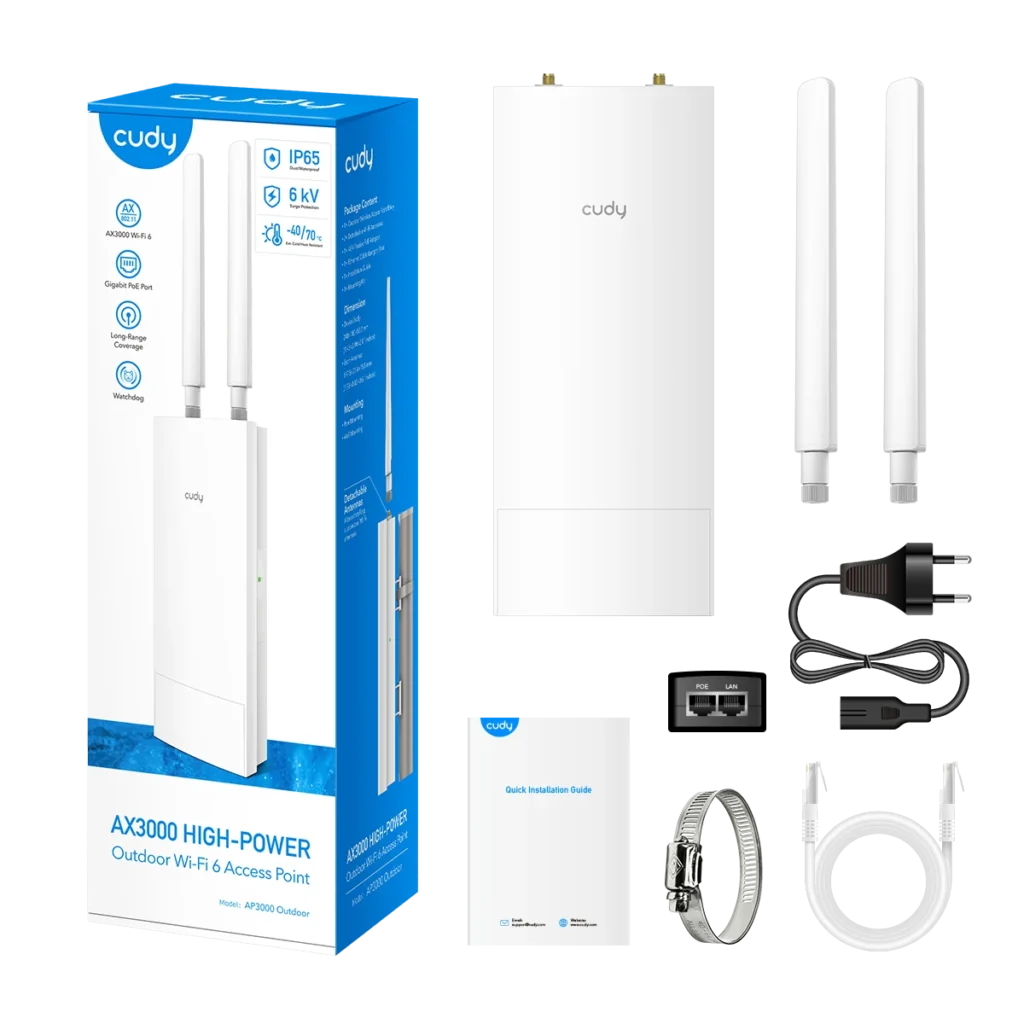 Point d'accès Wi-Fi 6 extérieur haute puissance AX3000 Cudy AP3000 Outdoor – vue 4