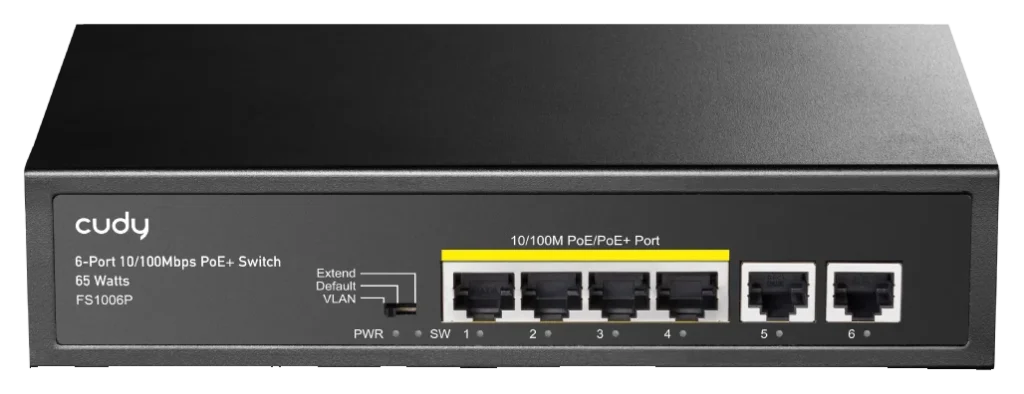 Switch PoE+ 6 ports 10/100 dont 4 PoE, 60 W, Cudy FS1006P
