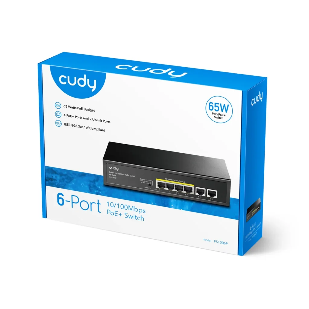 Switch PoE+ 6 ports 10/100 dont 4 PoE, 60 W, Cudy FS1006P – vue 4