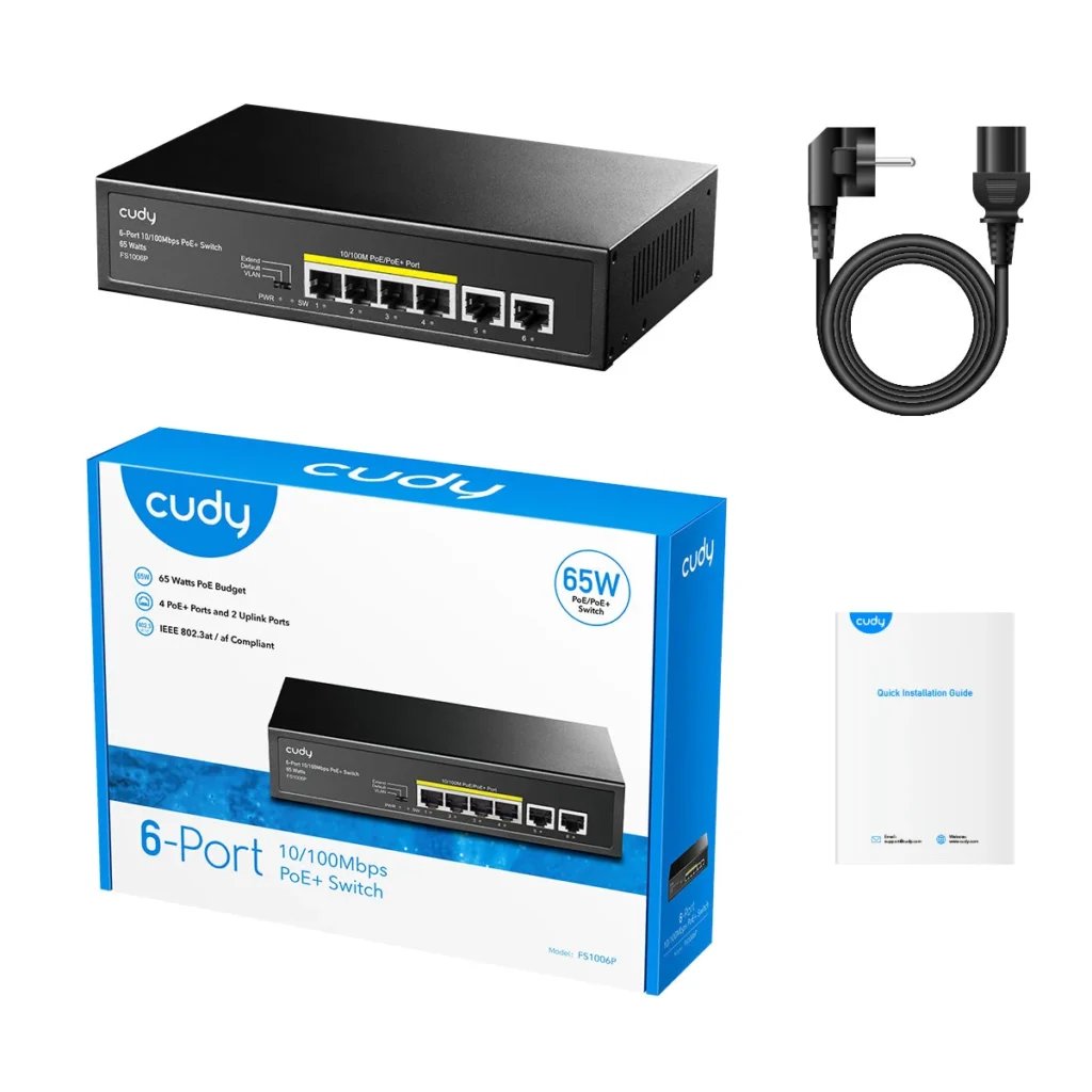 Vue 5 du switch 6 ports 10/100, 60 W