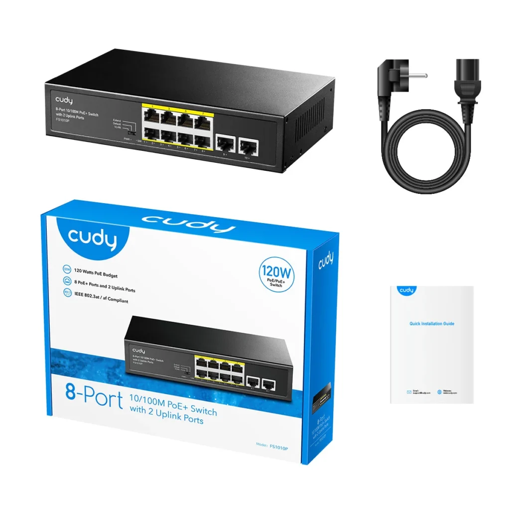 Vue 5 du switch 8 ports 10/100 avec 2 uplinks
