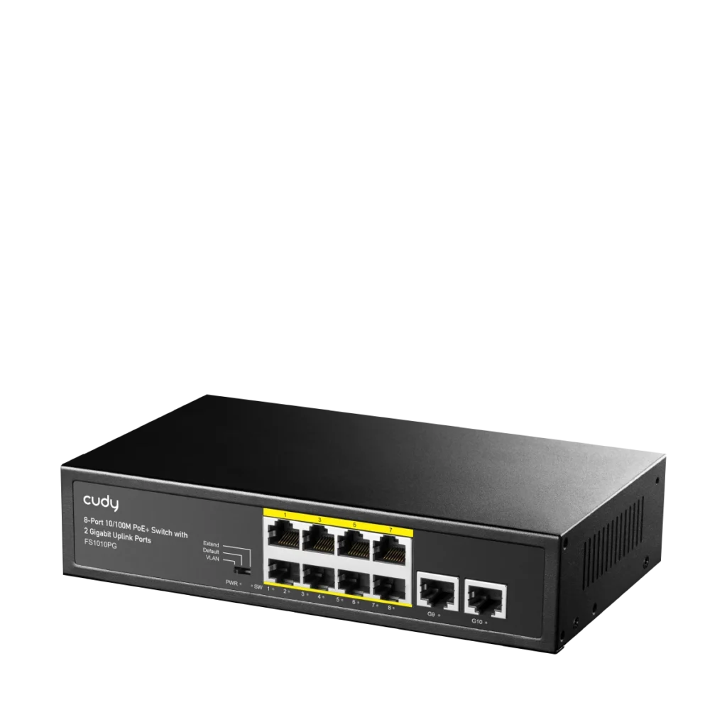 Switch PoE+ 8 ports 10/100 avec 2 uplinks Gigabit, 120 W, Cudy FS1010PG – vue 2