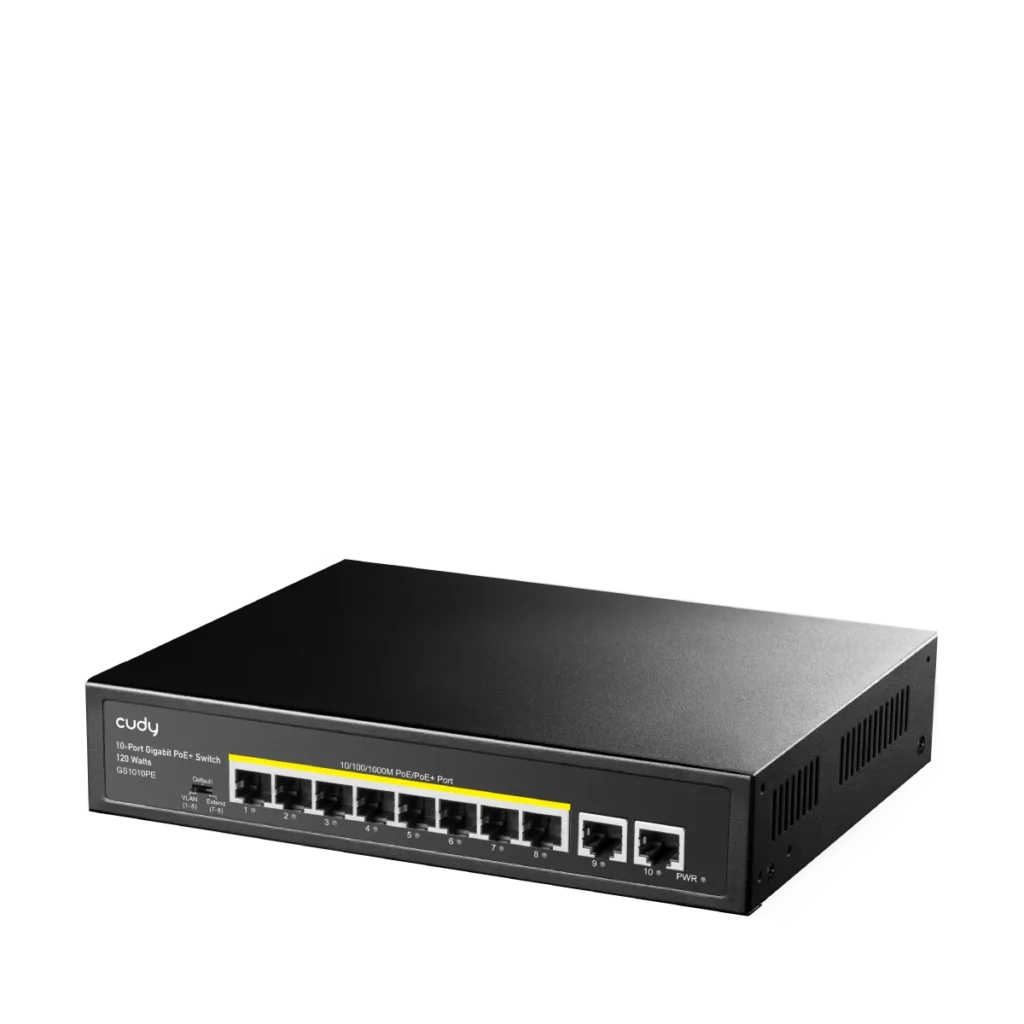 Switch PoE+ 8 ports Gigabit avec 2 uplinks Gigabit, 120 W, Cudy GS1010PE – vue 2
