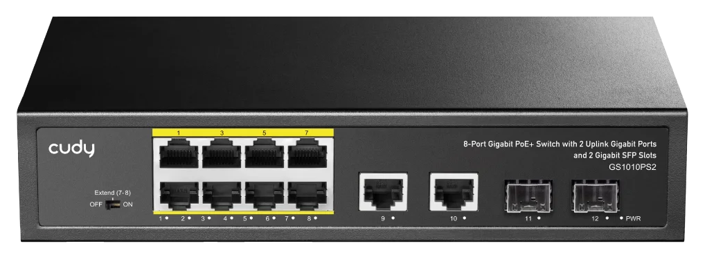 Switch PoE+ 8 ports Gigabit avec 2 uplinks et 2 SFP, 120 W, Cudy GS1010PS2