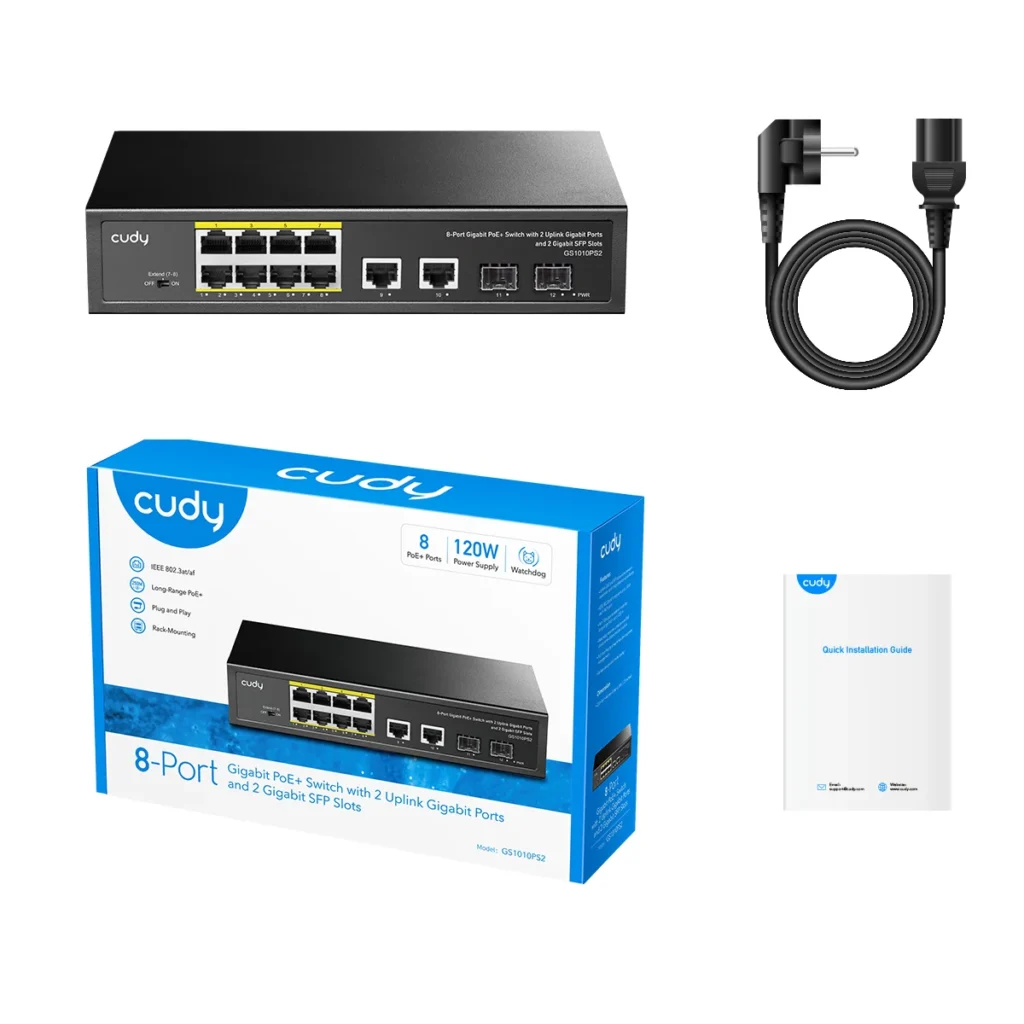 Vue 5 du switch 8 ports Gigabit avec 2 SFP