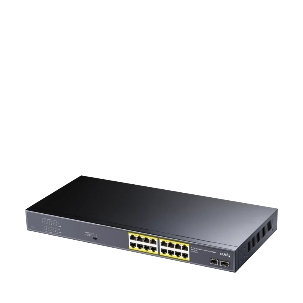 Switch PoE+ 16 ports Gigabit avec 2 SFP, 200 W, Cudy GS1020PS2 – vue 2