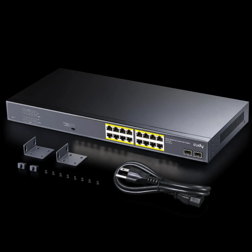 Switch PoE+ 16 ports Gigabit avec 2 SFP, 200 W, Cudy GS1020PS2 – vue 4
