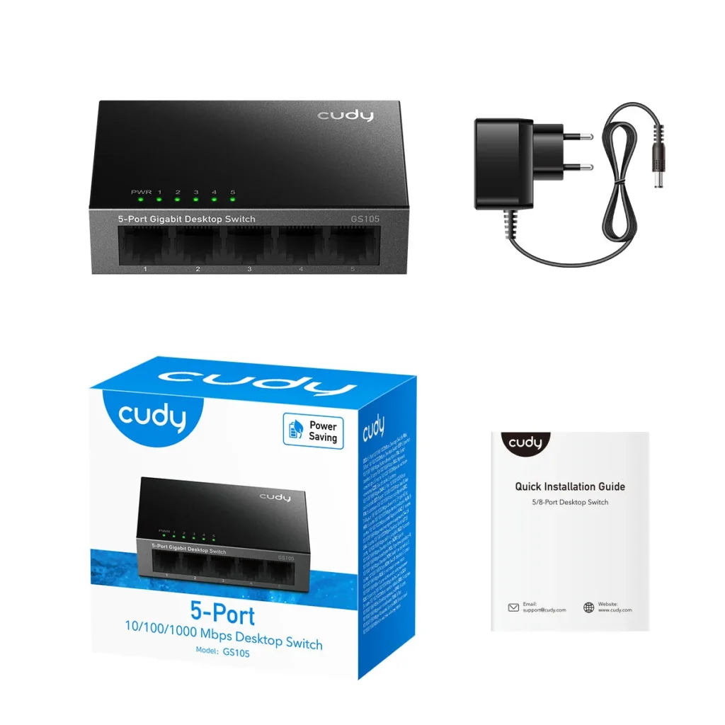 Switch métal 5 ports Gigabit Cudy GS105 – vue 4