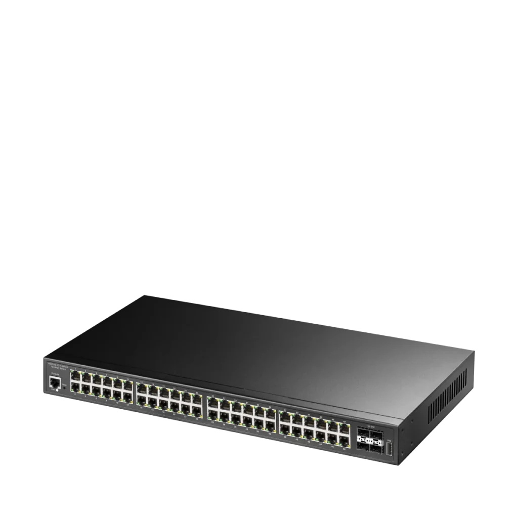 Switch PoE++ manageable niveau 2, 48 ports Gigabit, 4 SFP+ 10G, Cudy GS2048PS4-720W – vue 2
