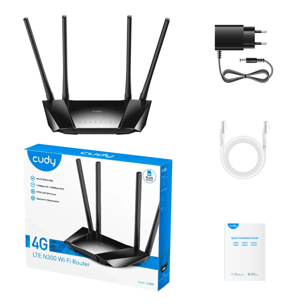 Routeur 4G LTE Cat4 Wi-Fi N300 à 4 antennes Cudy LT400 EU – vue 4