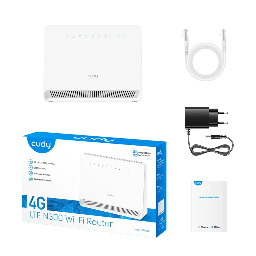 Routeur 4G LTE Cat4 Wi-Fi N300 à antennes internes Cudy LT400E – vue 3