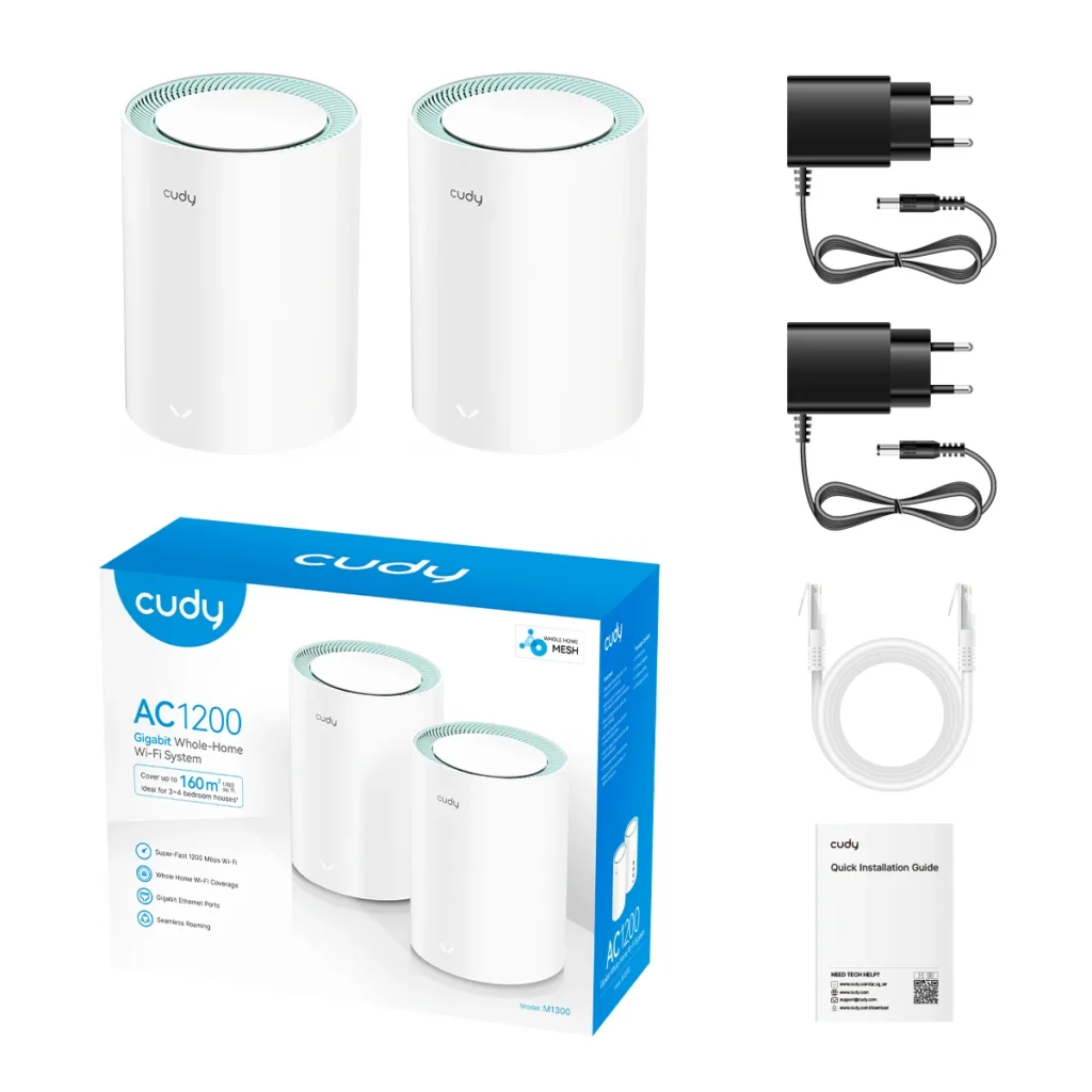 Système mesh Wi-Fi AC1200 Gigabit Cudy M1300, pack de 2 bornes – vue 4