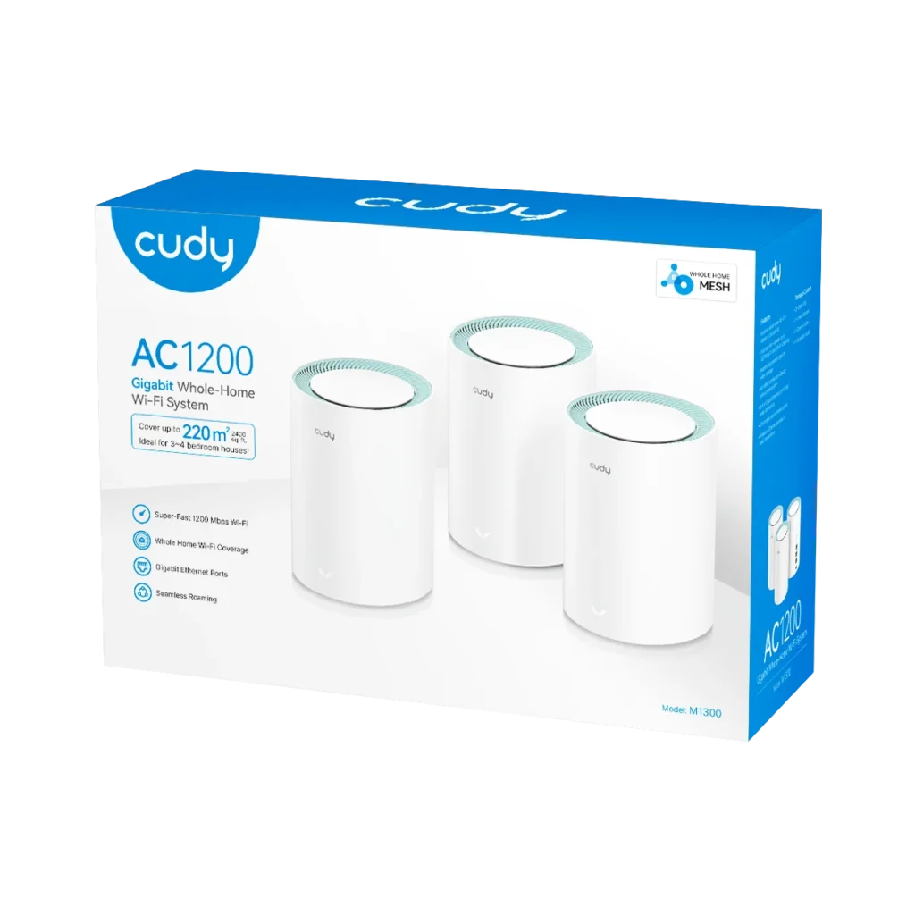 Système mesh Wi-Fi AC1200 Gigabit Cudy M1300, pack de 3 bornes – vue 3