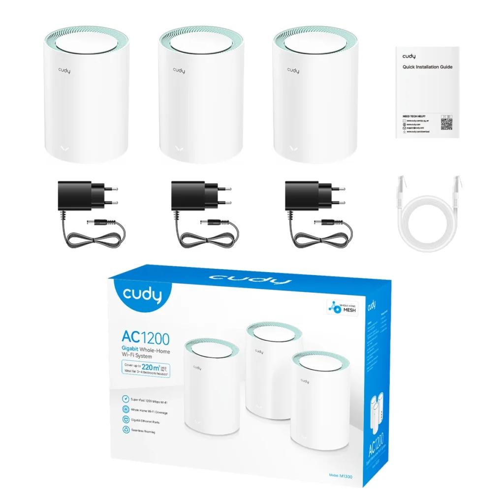 Système mesh Wi-Fi AC1200 Gigabit Cudy M1300, pack de 3 bornes – vue 4