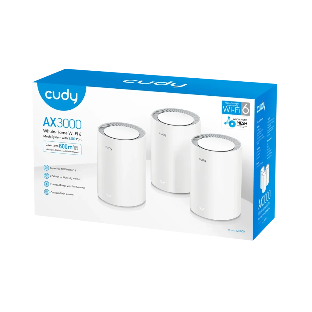 Système mesh Wi-Fi 6 AX3000 2,5G Cudy M3000, pack de 3 bornes – vue 3