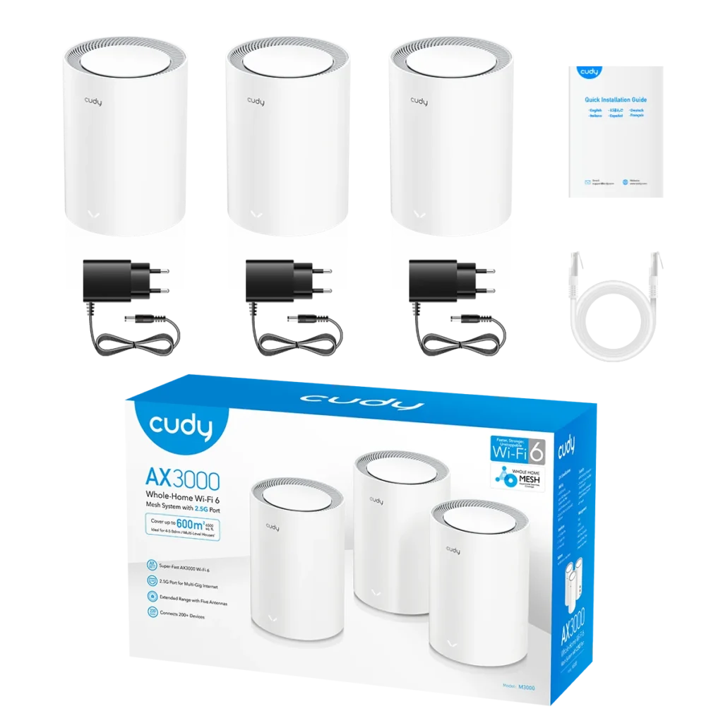 Système mesh Wi-Fi 6 AX3000 2,5G Cudy M3000, pack de 3 bornes – vue 4