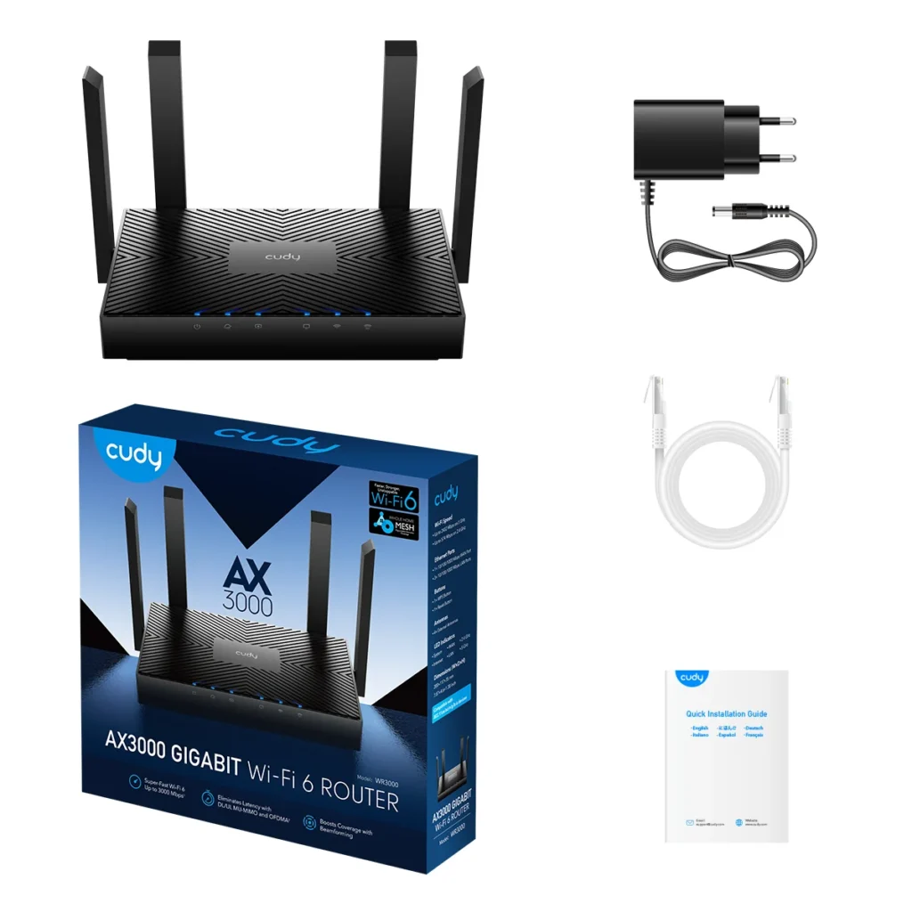 Routeur mesh Wi-Fi 6 AX3000 Gigabit 4 ports Cudy WR3000 – vue 4