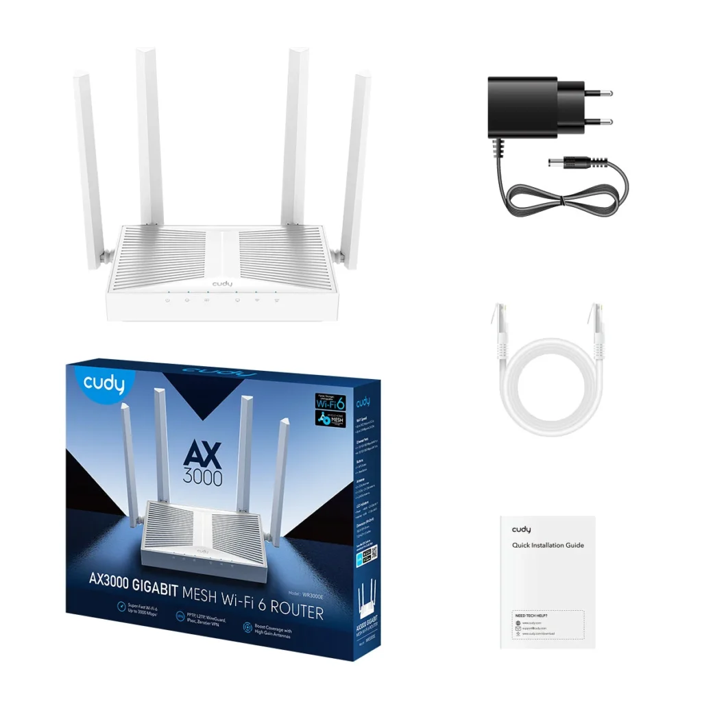 Routeur mesh Wi-Fi 6 AX3000 Gigabit 5 ports Cudy WR3000E – vue 3