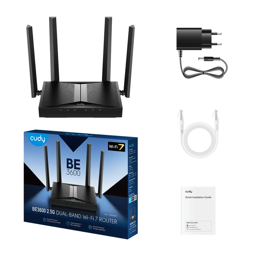 Routeur Wi-Fi 7 BE3600 avec port WAN 2,5G Cudy WR3600H – vue 3